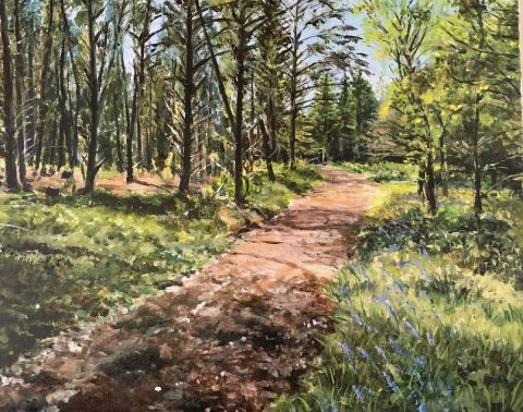 Acrylic painting of Cardinham Woods