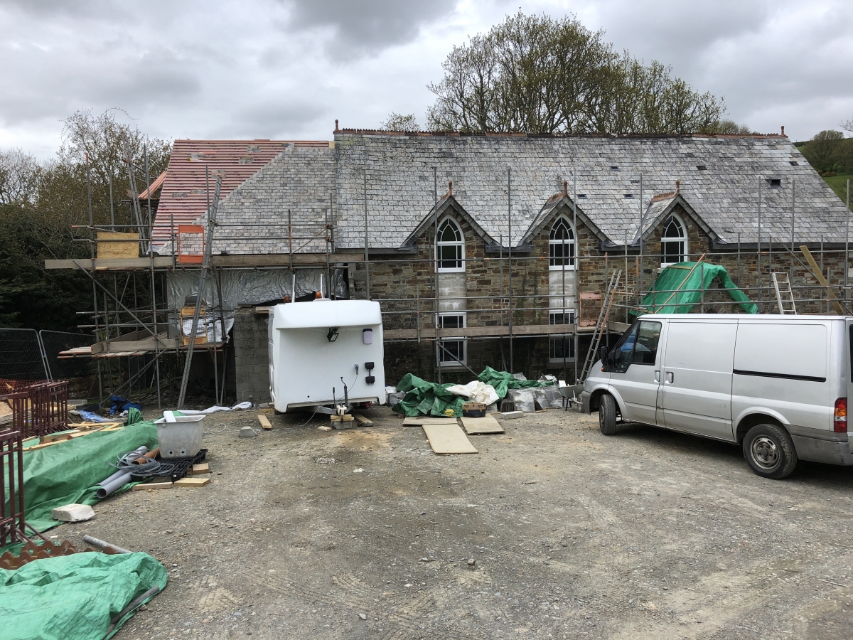 The roof going on the extension