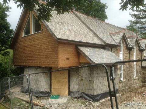 Swiss chalet style extension on the original chapel